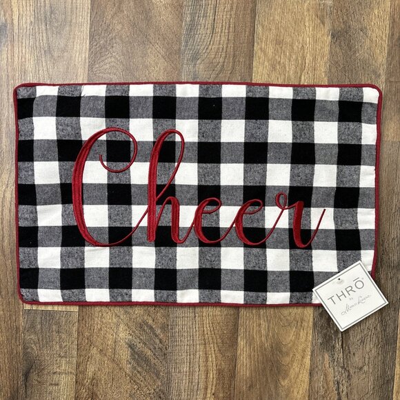 Thro Marlo Lorenz Plaid Cheer Holiday Throw Pillow Cover 12x20 NEW w TAGS - Picture 1 of 5